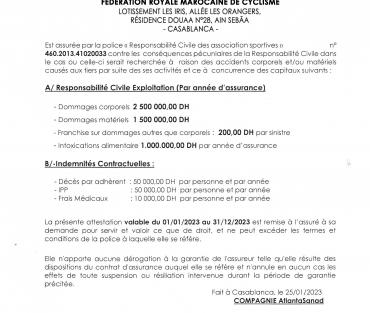 ATTESTATION D'ASSURANCE FRMC 2023
